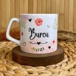 Loren Gift Düş Bahçesi Temalı Kişiye Özel Isimli Porselen Lüks Kupa 250 ml - Renkli
