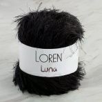 Loren Luna Tavşan Tüyü Siyah El Örgü Ipi - R004 - 34002