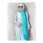 Loren Moda Desenli Şifon Şal Degrade Yeşil Beyaz