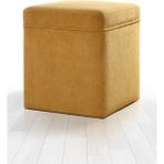 Lorence Home Mosvile Sandıklı Puf Hardal - Yükseklik: 46m Genişlik: 43cm Derinlik: 43cm