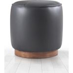 Lorence Home Nocbel Deri Puf Siyah - Yükseklik: 43cm Çap: 40cm