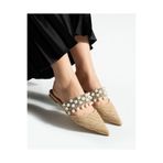 LORENN SHOES Pearl Hasır İnci Detaylı Kadın Terlik