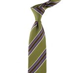 Lorenzi Style Yeşil Çizgi Desen İtalyan İpek Kravat İK829