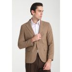 Loreo Erkek Camel Poliviskon Kumaş Yarım Astarlı Mono Yaka Slim Fit Blazer Ceket - 54