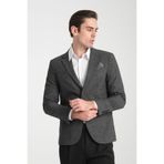 Loreo Erkek Siyah Poliviskon Kumaş Yarım Astarlı Mono Yaka Slim Fit Spor Blazer Ceket Siyah 56/6