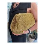Loresima burslu gold clutch çanta