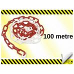 Lorex Plastik Trafik Zinciri 8mm Kırmızı Beyaz 100 Metre - Kırmızı - Beyaz