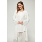 Lorian's Ekru Kadın Hamile ve Lohusa Pijama Takımı 3'lü Set - 2XL
