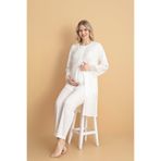 LORIAN'S Ekru Kısa Kollu Lohusa Pijama Takımı 3'Lü Set