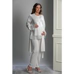 Lorian's Ekru Özel Tasarım Hamile ve Lohusa Pijama Takım 3'lü Set - L
