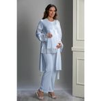 Lorian's Mavi Özel Tasarım Hamile ve Lohusa Pijama Takım 3'lü Set - M