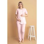 LORIAN'S Pembe Kısa Kollu Lohusa Pijama Takımı 3'Lü Set