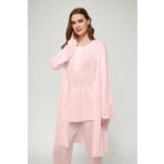 LORIAN'S Pudra Hamile ve Lohusa Pijama Takımı 3'lü Set
