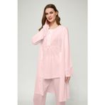 Lorian's Pudra Kadın Uzun Kollu Hamile ve Lohusa Pijama Takımı 3'lü Set - 2XL