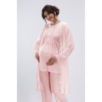 Lorian's Pudra Renkli Hamile ve Lohusa Pijama Takımı 3'lü Set Yumuşak Kumaş ve Rahat Tasarım - XL