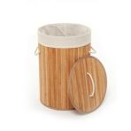 Lorin Katlanir Banyo Bambu Camasir Kirli Sepeti Yuvarlak Oval Naturel