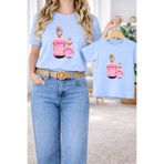 LORVEX Tişört Anne Kız Çocuk Kombin Oversize – Anne & Çocuk Twin T-Shirt PEMBE KOMBİN Baskılı (Tekli Fiyat)