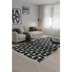 Lorvian Noletti Siyah Modern Geometrik Desenli Kilim – Makinede Yıkanabilir