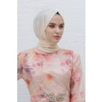 Loryan Scarf Abiye ve Günlük Kullanım, Parlak Tek Renk Polina Şal Bej