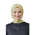 Loryan Scarf Linen Keten Karışımlı Pamuklu Çini Desenli Eşarp Fıstık Yeşili