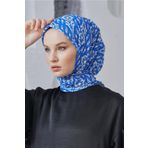Loryan Scarf Linen Keten Karışımlı Pamuklu Çini Desenli Eşarp Saks