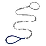 LOS ANDES Metal Köpek Tasma ve Yaka Seti, 4FT Çiğnemeye Dayanıklı Tasma Ağır Hizmet Tipi Köpek Zinciri Tasma Orta Büyük Köpekler için Rahat Yumuşak Dolgulu Sap Isırmaya Karşı Kayma Önleyici Zincir