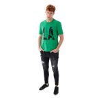 Los Angeles City Baskılı Bisiklet Yaka Regular Fit Tişört Benetton Yeşili