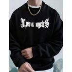 Los Angeles Letter Printing Erkek Kapüşonlular Sonbahar Bisiklet Yaka Kazak Temel Polar Sıcak - Siyah - 5XL
