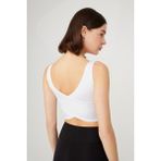 Los Ojos Beyaz Hafif Destekli Sırt Detaylı Kaplı Crop Top Spor Büstiyer