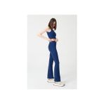 Los Ojos Kadın Lacivert Yüksek Bel Toparlayıcı Çift Cepli Ispanyol Paça Tayt Bootcut - 2XL