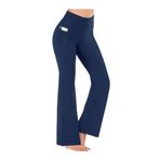 LOS OJOS Kadın Lacivert Yüksek Bel Toparlayıcı Çift Cepli Ispanyol Paça Tayt Bootcut