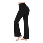 LOS OJOS Kadın Yüksek Bel Toparlayıcı Çift Cepli Ispanyol Paça Tayt Bootcut, Siyah, XS