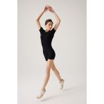 Los Ojos Siyah Fitilli Kısa Kollu Kısa Tulum Short Romper - XS