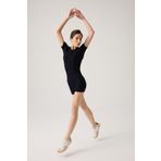 Los Ojos Siyah Fitilli Kısa Kollu Kısa Tulum Short Romper