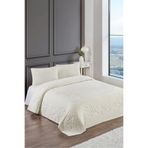 Loselya Ekru Gül Bohem Yatak Örtüsü 220 X 230 Çift Kişilik Peluş Yumuşak Welsoft 2 Adet Yastık Kılıfı