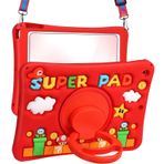 Lotadilo iPad 9./8./7. Nesil için Sevimli Kılıf - Kızlar Kadınlar için Silikon 3D Tasarım Girly Kawaii Komik Karikatür Yumuşak Stand iPad Kılıfı 9./8./7. Nesil Kordon 10.2 inç, Kırmızı Maliao