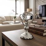 Lotche Cam Küreli Masa Üstü Metal Dekoratif Obje Modern Ofis Hediyesi Aksesuar Şık Salon Dekorasyon