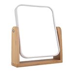 LOTIKO Doğal Bambu Standlı Makyaj Aynası, 1X/3X Büyütme Çift Taraflı 360 Derece Döner Büyüteçli Ayna, Makyaj Masası, Ofis Masası, Oda Dekoru, Güzellik Hediyeleri (Kare)