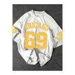 LOTS MODA Erkek Chicago 69 Grafik T-Shirt - Yumuşak Polyester Gevşek Fit Crew Yaka,