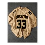 LOTS MODA Erkekler için Boston 33 Numaralı Forma T-Shirt - Pembe Rahat Yazlık Tişört,