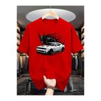 LOTS MODA Erkekler için Rahat "Araba" Grafik T-Shirt - Yuvarlak Yaka, Kısa Kollu, Hafif Polyester,
