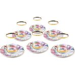 Lotus Bone Chına Porselen 5" Çay Tabağı ve Çay Bardağı Set 6'lı- 12 Parça
