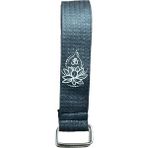 Lotus Çiçeği Baskılı Yoga Kemeri 200 cm x 4,5 cm %100 Pamuklu - Antrasit
