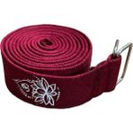 Lotus Çiçeği Baskılı Yoga Kemeri 200 cm x 4,5 cm %100 Pamuklu - Bordo