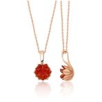 Lotus Çiçeği Garnet Kırmızı Taşlı Kadın Kolyesi Uvps100545