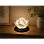 Lotus Çiçek Gece Lambası LED Dekoratif Abajur Ortam Aydınlatma Masa Lambası - Beyaz
