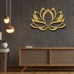 Lotus Dekoru, Metal Lotus Duvar Dekoru, Metal Lotus Dekoru, Yoga Duvar Dekoru, Metal Lotus Duvar Sanatı, Ev Ofis Yoga Stüdyosu Dekorasyonu, Yoga Duvar Sanatı (ALTIN, 30 "G x 20" Y)