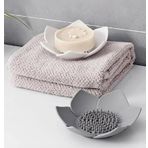 Lotus Desenli Sabun Ve Sünger Tutacağı Silikon (BEYAZ) Su Giderli Lotus Şekilli Şık Katı Sabunluk