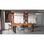 Lotus Doğal Ahşap Yemek Masası 220X100x76cm lama ayak acık ceviz,masif,8 kişilik,doğal ağaç