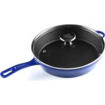 Lotus Döküm 28 cm Yuvarlak Cam Kapaklı Düz Tava Degrade Kobalt Lacivert